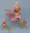 Annalee 15" & 8" Lavender Rooster Family 1976 - Near Mint -A353-76family