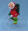 Annalee 7" Santa on Bike with Green Knapsack - Mint / Near Mint - C14-75