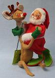 Annalee 7" Santa with 10" Reindeer - Red Nose - Mint - C143-74xx 