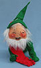 Annalee 12" Dark Green Gnome with Red Scarf - Mint - C151-78dgxo