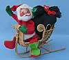 Annalee 7" Santa in Wicker Sleigh with Black Toy Sack - Closed Eyes -  1979 - Near Mint - C21-79