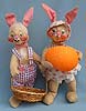 Annalee 18" Country Boy & Girl Bunny with Basket - Mint - D42-D40-80def
