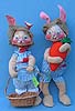 Annalee 18" Country Boy & Girl Bunny with Basket - Mint - D42-D41-81c