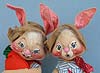 Annalee 18" Country Boy & Girl Bunny with Basket and Carrot - Mint - D42-D41-81ooh