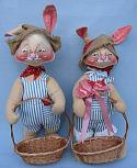 Annalee 18" Country Boy & Girl Bunny with Baskets - Mint - D42-D41-81xx