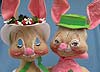 Annalee 29" E.P. Boy & Girl Bunny with Basket - Mint - 1982 - D54-D52-82ox