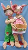 Annalee 48" Country Boy Bunny & Girl Bunny with Stands - Excellent - D72-D70-82a