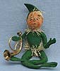 Annalee 10" Green Elf with Tinsel and French Horn - Excellent - E22-55gfhox