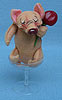 Annalee 4" Pig in Champagne Glass Holding Cherry - Mint - N578-68