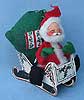 Annalee 7" Santa in Sleigh with Toy Sack - 1980 - Closed Eyes - Near Mint / Excellent  - R8-80x