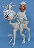 Annalee 10" Elf Riding 10" White Reindeer - Excellent - Y35-65a