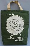 Annalee 12" x 10" Green "Love is Annalee & Thee" Insulated Cooler Bag - Mint / Near Mint - alove