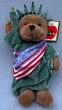 VINTAGE 1999 NEW YORK CITY Statue of Liberty New York Teddy Bear 8 " Plush - New with Tag