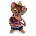 Annalee 6" Apple Picking Boy Mouse 2018 - Mint - 360618