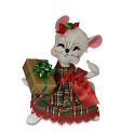 Annalee 6" Plaid Tidings Gift Girl Mouse 2018 - Mint - 610718